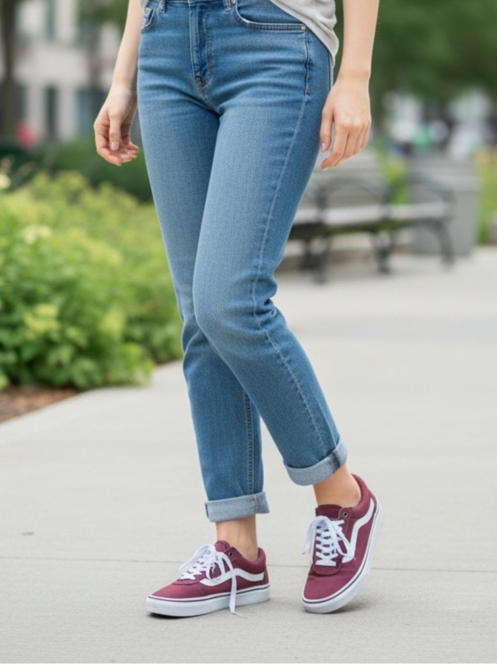 Vans Women’s Old Skool Sneakers in Burgundy with White Stripe